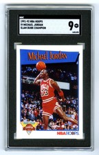 MICHAEL JORDAN (POP 45) 1991 NBA HOOPS 1988 SLAM DUNK CHAMP SGC-9 MINT CARD #IV