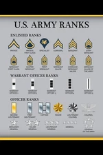 United States Army Rank Chart Reference Enlisted Officer NCO Guide American Mili