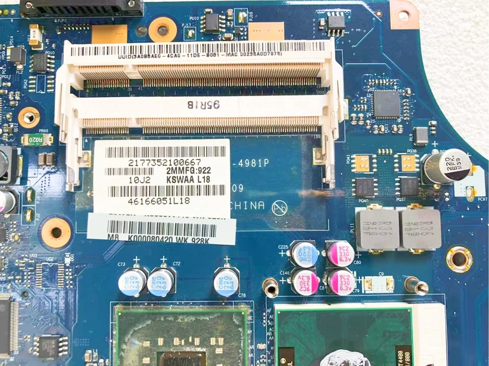 FOR Toshiba Satellite L500 15''LAPTOP MOTHERBOARD K000080420 KSWAA LA-4981P DDR2 - Image 3 of 4