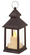 Image of Christmas Lantern 14CM Battery Operated Lit Plastic Black Christmas Decoration