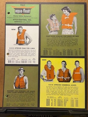 Vtg Style-Crafters Brochure 1962 aqua-float Life Jackets Vests Ski Belts Marine