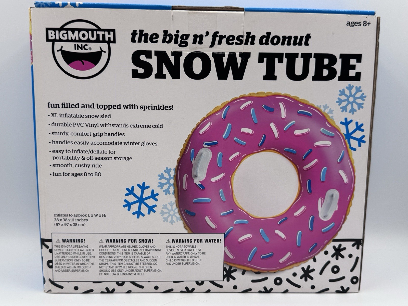 3 Foot Wide Giant Frosted Donut Snow Tube/Tubing Sled (Big Mouth Inc)