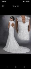 Ivory Lace Beaded Wedding Dress Size 6. Symphony Bridal Gown Wedding Dress