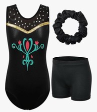 Girls 6 Baohulu Leotard, Shorts, Skirt,  Scrunchie Set Brand New Gymnastics