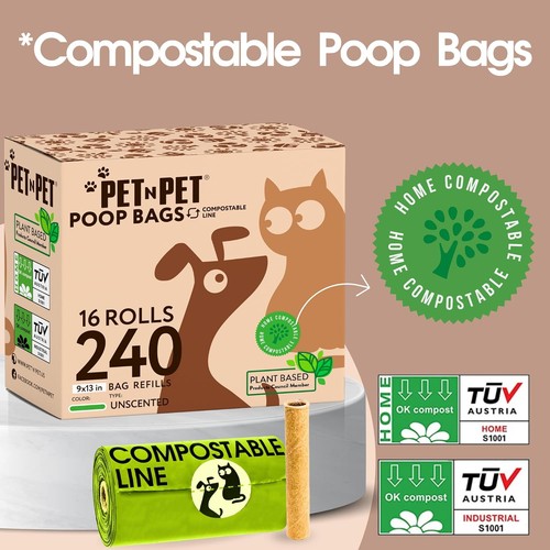 Pet N Poop Bags For Dogs, 240 Counts Plant 1 Count (Pack of 240), Green - Picture 7 of 9