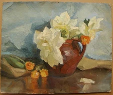 Ukrainian Soviet USSR oil painting impressionism realism Still Life Flowers