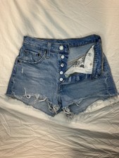 Levis 501 Cut Off Shorts Women s 24 Blue Button Fly Denim Jean Cheeky Daisy Duke