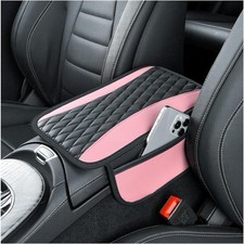 Car Center Console Cover, Leather Arm Rest Cover for Car with Extend Pink