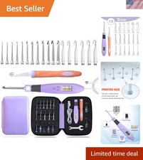 18 Size Counting Crochet Hooks Set with Light, Digital Crochet Hooks with Met...