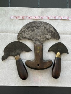 Lot Of 3 Vintage Round Half Moon Head Leather Knife Osborne Peter Kirk GOMPH