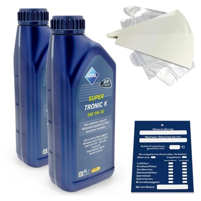 2 Liter ARAL SuperTronic K 5W30 5W-30 Motoröl inkl. Trichter + Anhänger