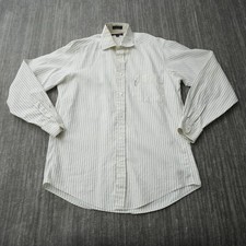 Faconnable Shirt Men Striped Made In USA White 100% Cotton Designed France 2 15L