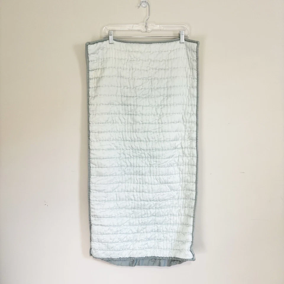 POTTERY BARN One Blue Silk Cotton Blend Hand-Stitched Pillow Sham King 20” X 36” - Image 2 of 4