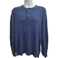J.Crew AP644 Henley Jumper Men's M Blue Button Wool Blend Classic Casual