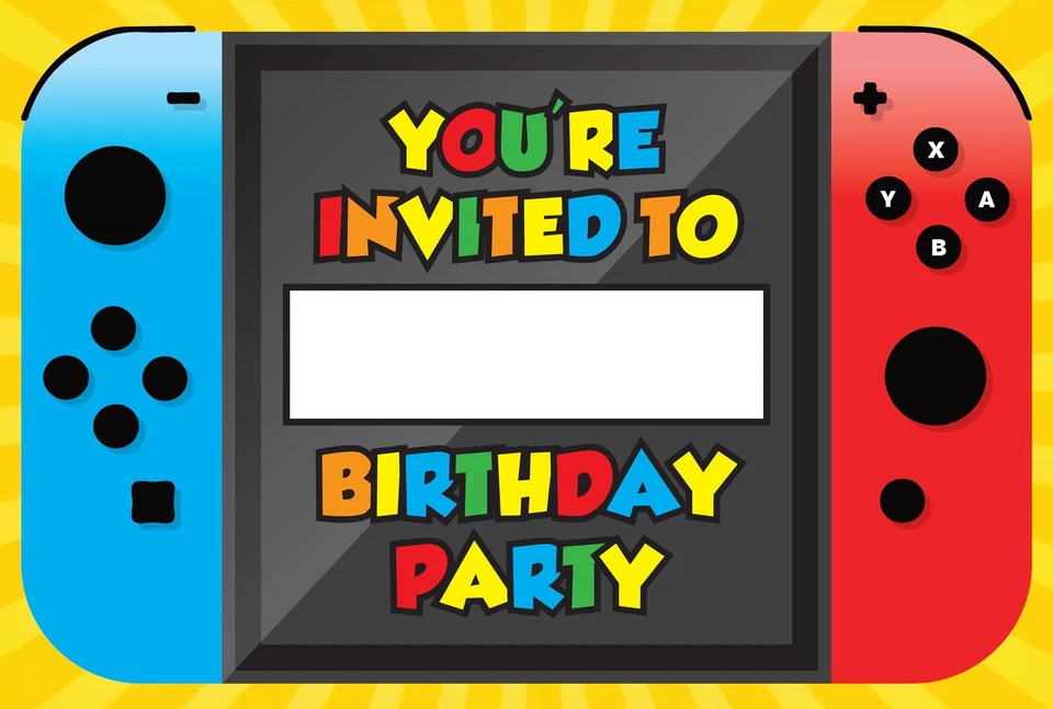 20 Gamer Nint-Themed Birthday Invitation Cards, 20 Envelopes, Postcard Style - Image 2 of 4