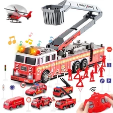 Fire Truck Toys for Boys with Lights and Sounds,RC Remote Control Firetruck