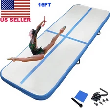 16FT Air Track Inflatable Training Tumbling Gymnastic Gym Mat For Yoga Blue/Gift