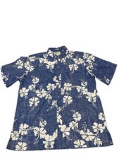 Reyn Spooner 50th State Flower Classic Fit Aloha Shirt Blue/White Men's Sz XL
