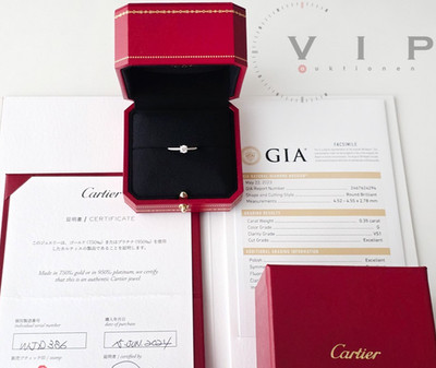 CARTIER 1895 SOLITAIRE RING 0,35ct. BRILLANT SOLITÄR DIAMANT Pt.950 PLATIN Gr.53