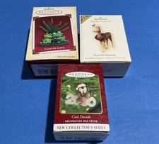 2007 Hallmark Keepsake Peaceful Animals Deer 2005 Frog 2000 Walrus Ornament