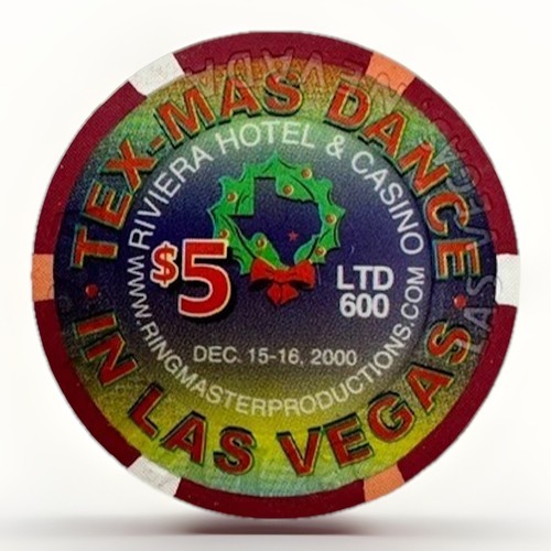 $5 Riviera Tex-Mas Dance LE Chip Las Vegas 2000 Obsolete-CLEAN