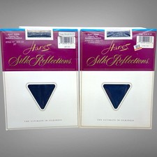 Vintage Hanes Silk Reflections Control Top Sandalfoot Pantyhose Jet Black Navy