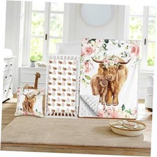 Baby Crib Bedding Set - Highland Cow Design Nursery Bed 3 Color01-highland Cow