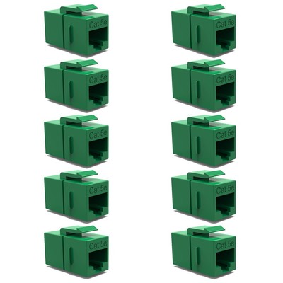 10x Cat5E RJ45 Network Ethernet Keystone Jack Coupler Cable Joiner Snap In Green