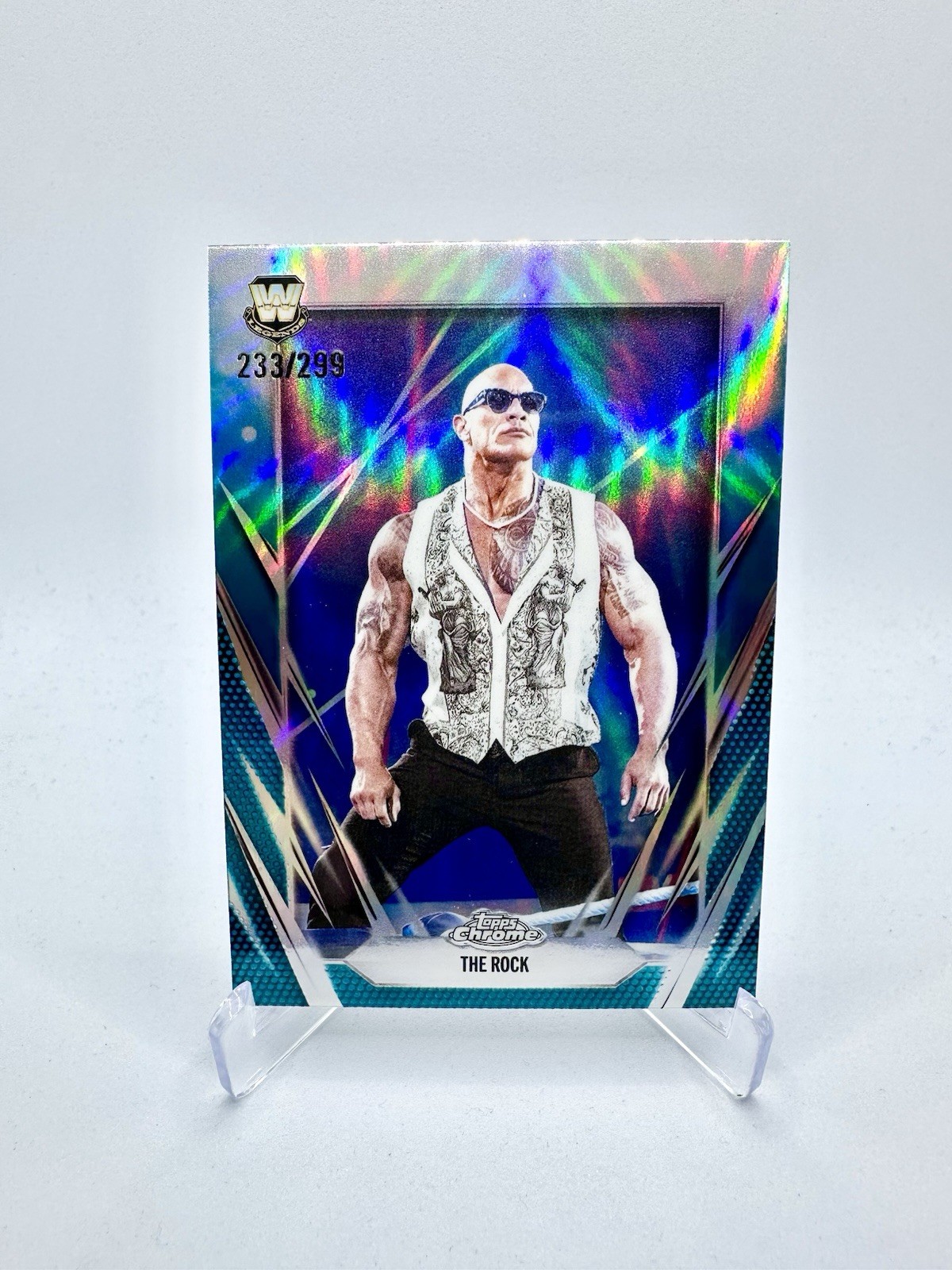 2026 Topps Chrome WWE - The Rock Aqua Teal Refractor /299!