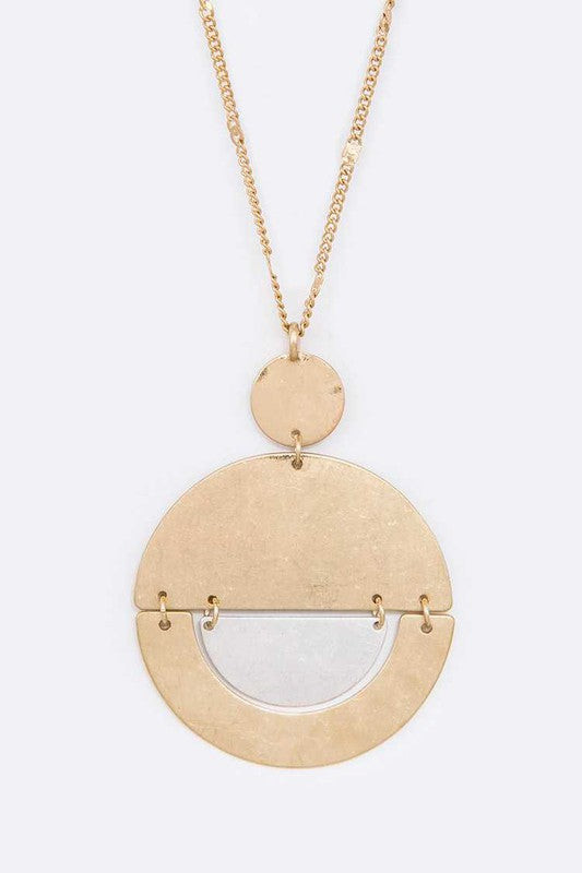 Mix tone Pendant Long Necklace