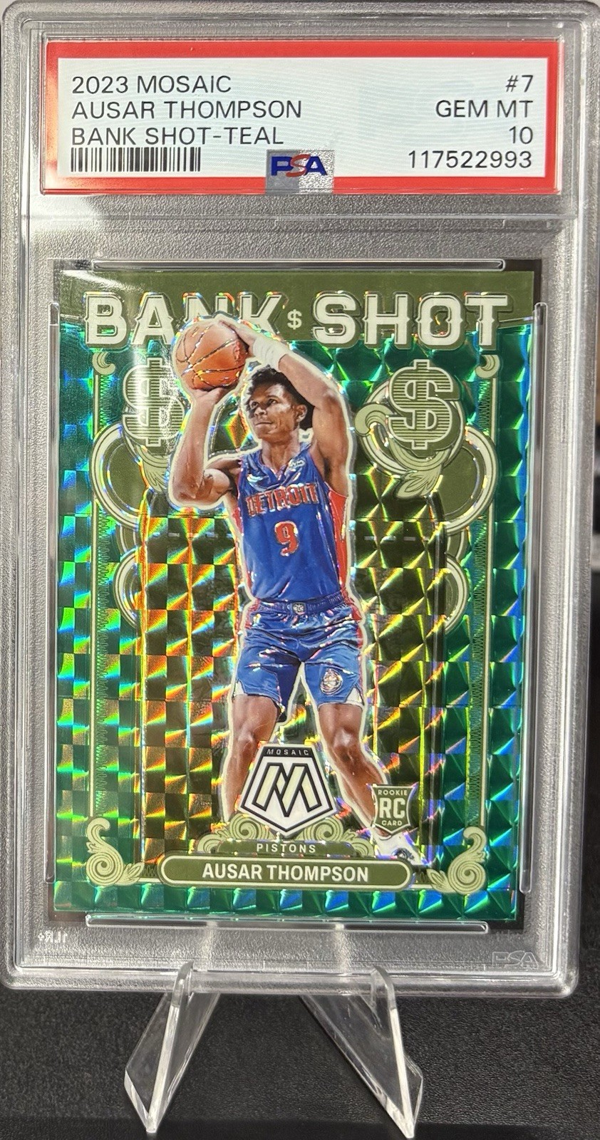 2023-24 Panini Mosaic - Ausar Thompson Bank Shot #7 Teal Mosaic Prism 55/75 (RC)