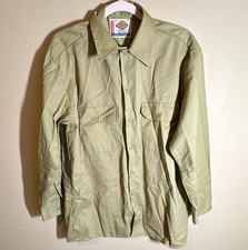 Dickies Men s Work Shirt Medium Beige Long Sleeve Twill 65/35 RN20697