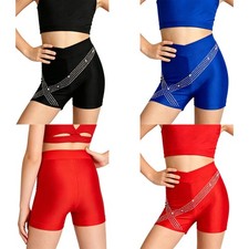 Girls Shorts Solid Color Bottoms Skating Dancewear Competition Athletic Sport