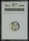 1954-D Roosevelt Dime ANACS MS-64 First Generation Holder