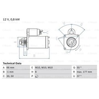 Bosch Anlasser Starter 0.8 Kw FüR Dacia Sandero Logan MCV Renault Kangoo/Grand