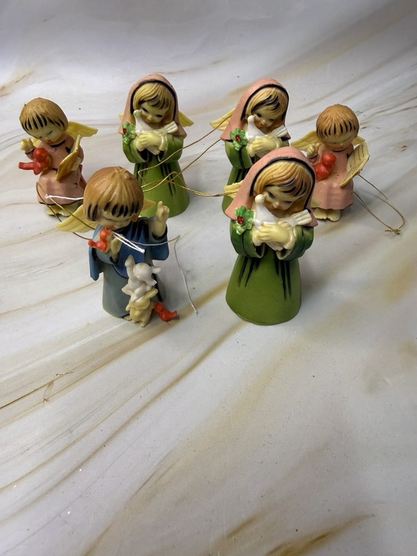 Vintage 1960s Little Angels Christmas Ornaments Set Of 6