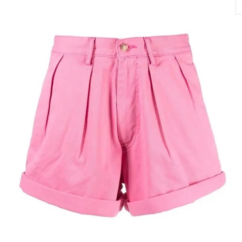 Pantalones Cortos DENIMIST Blair Doble Plisado Para Mujer 29 Rosa Algodón Sarga De Gran Tamaño NUEVO - Imagen 18 de 19