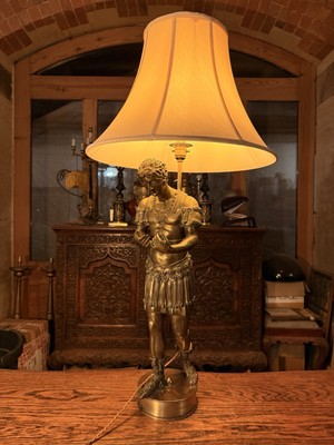 Große antike massive Bronze Tischlampe Statue des Kaisers aus dem 19. Jh., Landhaus