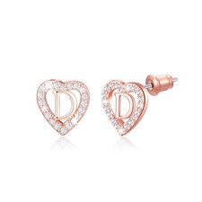 Heart Stud Earrings for Girls Women14K Rose Gold Plated Hypoallergenic Hear - 05