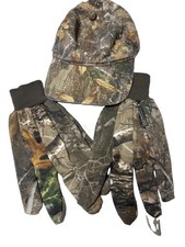 Outdoor Cap Realtree Camo Hunting Hat Gloves Set Hook Loop Hat Closure