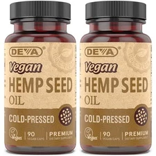 DEVA Vegan Virgin Hemp Seed Oil Capsules 2-Pack Cold-Pressed, Unrefined, 90 Ea