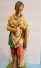 ANTIQUE 11" CHALK CHRISTMAS NATIVITY SHEPHERD PLAYING FLUTE FIGURINE — photo 1