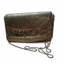 Vintage 1970s Gold Metal Mesh Evening Clutch Purse Chain Strap Magnetic Snap