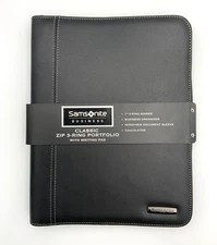 Samsonite Business Classic Zip 3-Ring Portfolio w/ Writing Pad (No Calculator)