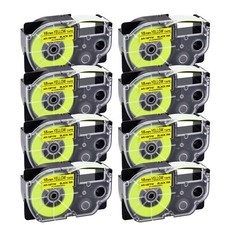 For Casio EZ Label Printer 18mm Black on Fluorescent Yellow Tape 8-Pack New Sale