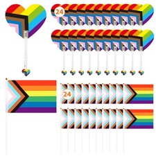48 PCS Pride Party Decorations LGBT Hand Fan Bulk - 24 Handheld Rainbow Gay F...