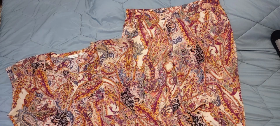 Liz Claiborne Vintage 70s Style Paisley 2pc Set Sz L Appx 14-16 Silky Feel NICE! - Image 2 of 4