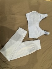 Light Blue Women's Activewear Set Bra Leggings Size M