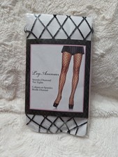 NEW Black Spandex Diamond Net Tights By Leg Avenue Fish Net Stockings One Size
