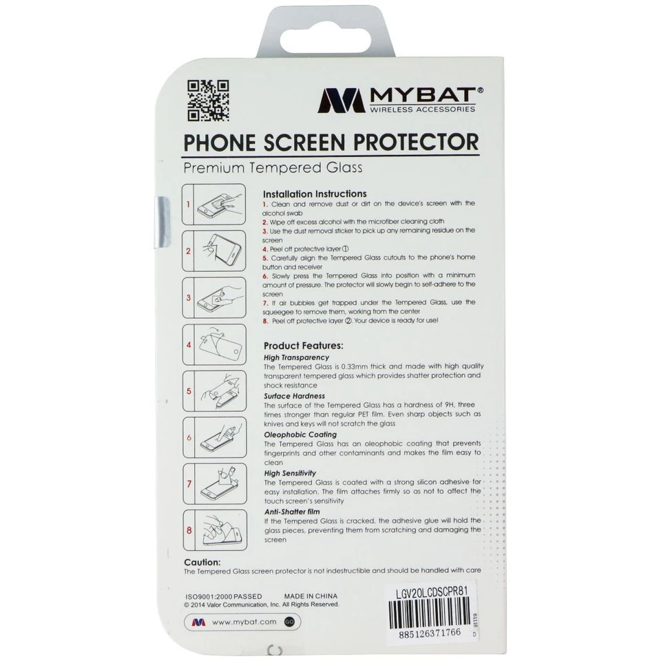 Mybat Premium Tempered Glass Phone Screen Protector for LG-V20 - Image 2 of 2